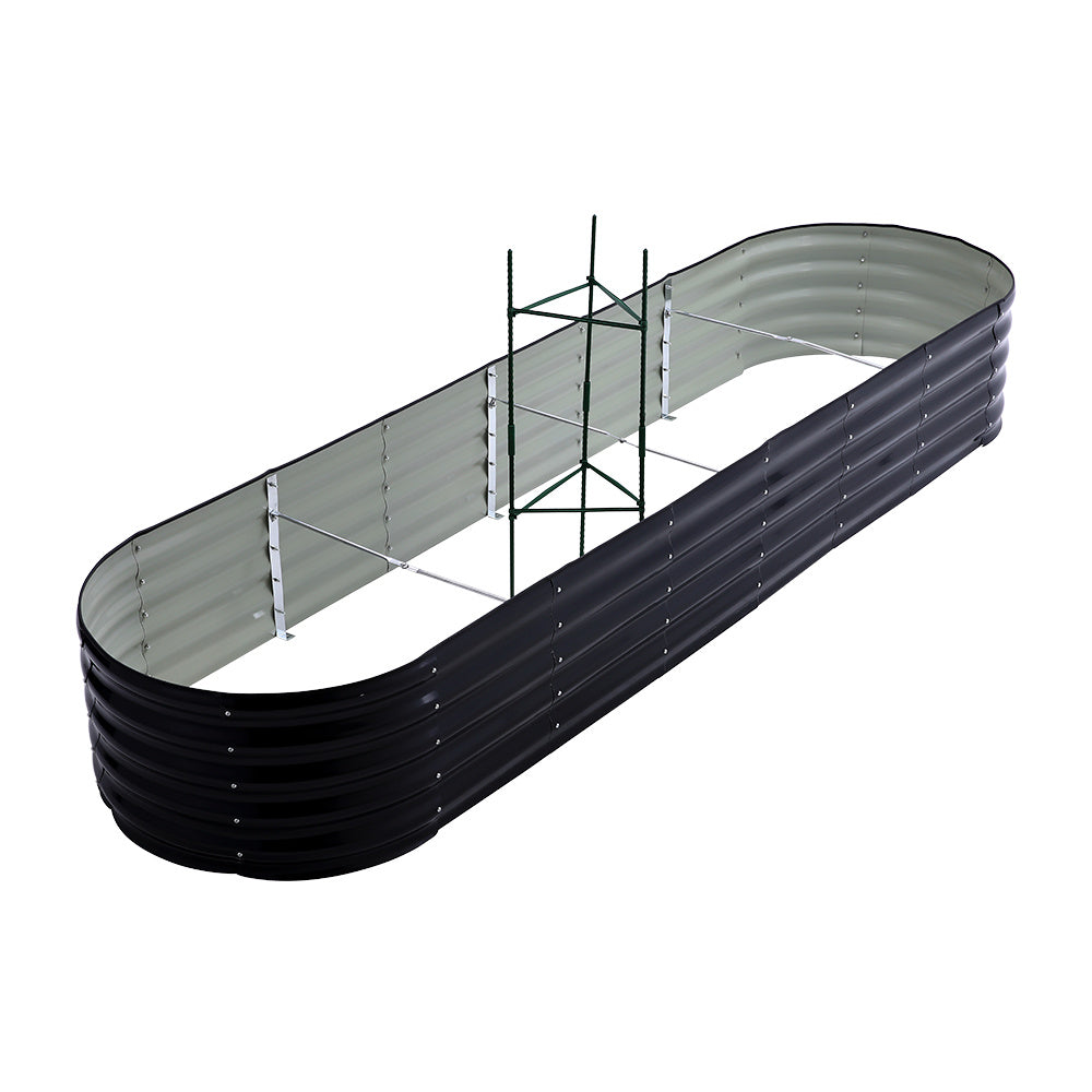 Anthracite 320cm Oval Shaped Galvanized Steel Raised Garden Bed