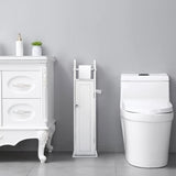 Wooden Free Standing Toilet Tissue Roll Holder, White