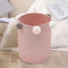Woven Cotton Rope Storage Basket with Edge Hairball Decoration