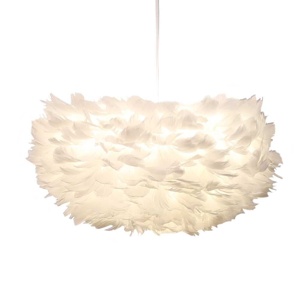 White 50x120cm Chic Feather 3 Light Pendant Light