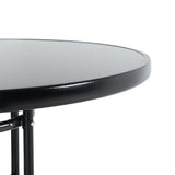Set of 3 Garden Patio Glass Umbrella Round Table and Stackable Chairs Set