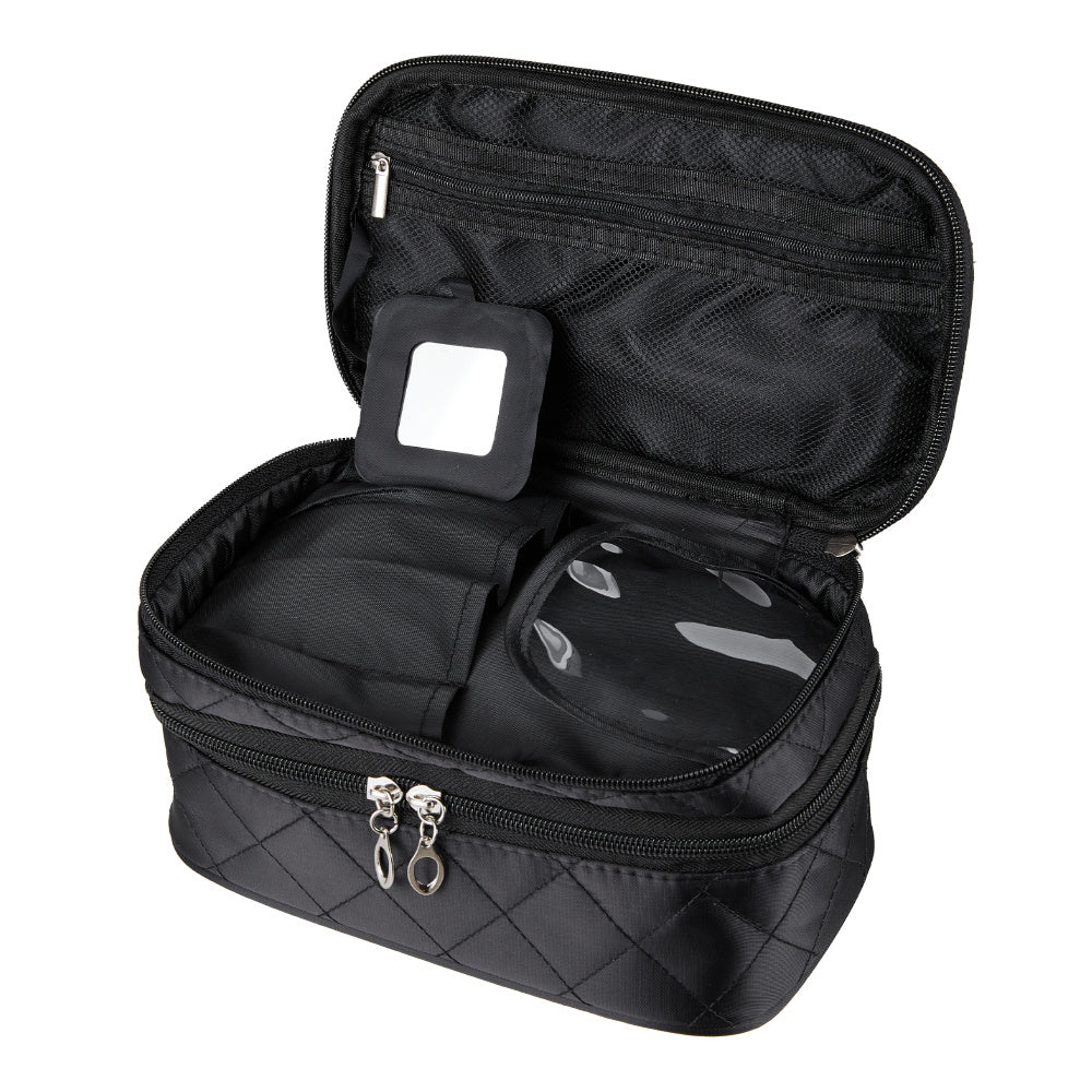 Black Rhomboid Waterproof Travel Makeup Bag