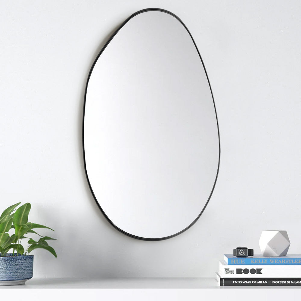 Black Irregular Metal Framed Wall Mirror Decorative
