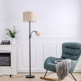 Khaki 2 Light Floor Standing Lamp with Adjustable Head Light