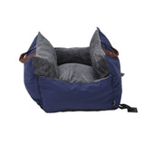 Plush Pet Car Seat Bed with Handle and Adjustable Strap, Blue