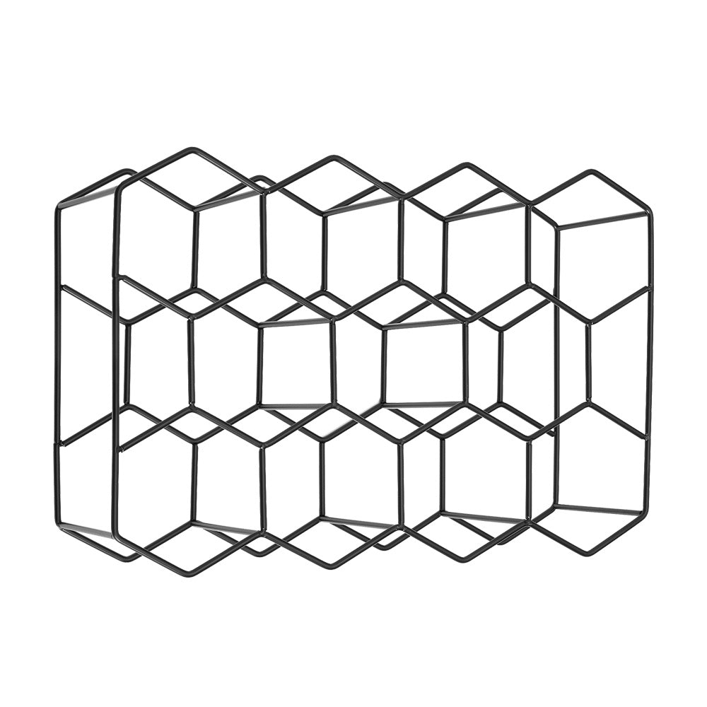 Black Metal Countertop Hexagon Wine Rack