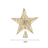LED Light Up Christmas Tree Topper Star Xmas Ornament Home Party Decoration, Gold 25X28CM
