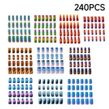 240PCS Lightning Press On Nails Red Blue Flame Fake Nails Set
