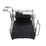 Black Multifunctional 2 Tier Detachable Dish Drainer Rack