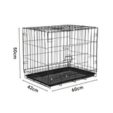 Large Wire Dog Crate with 2 Doors and Tray 60cm