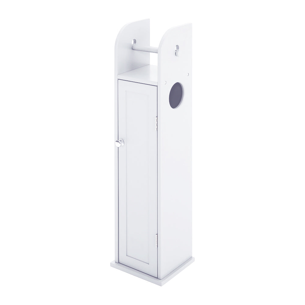 Wooden Free Standing Toilet Tissue Roll Holder, White