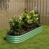 Light Green 240cm Oval Shaped Galvanized Steel Raised Garden Bed