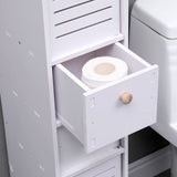 White 118cm H Freestanding Wooden Tall Bathroom Cabinet