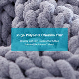 120x150CM Hand Woven Chenille Blanket for Couch and Bed,Grey
