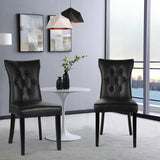 Set of 2 PU Leather Buttoned Dining Chair Black