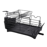 Black Multifunctional 2 Tier Detachable Dish Drainer Rack