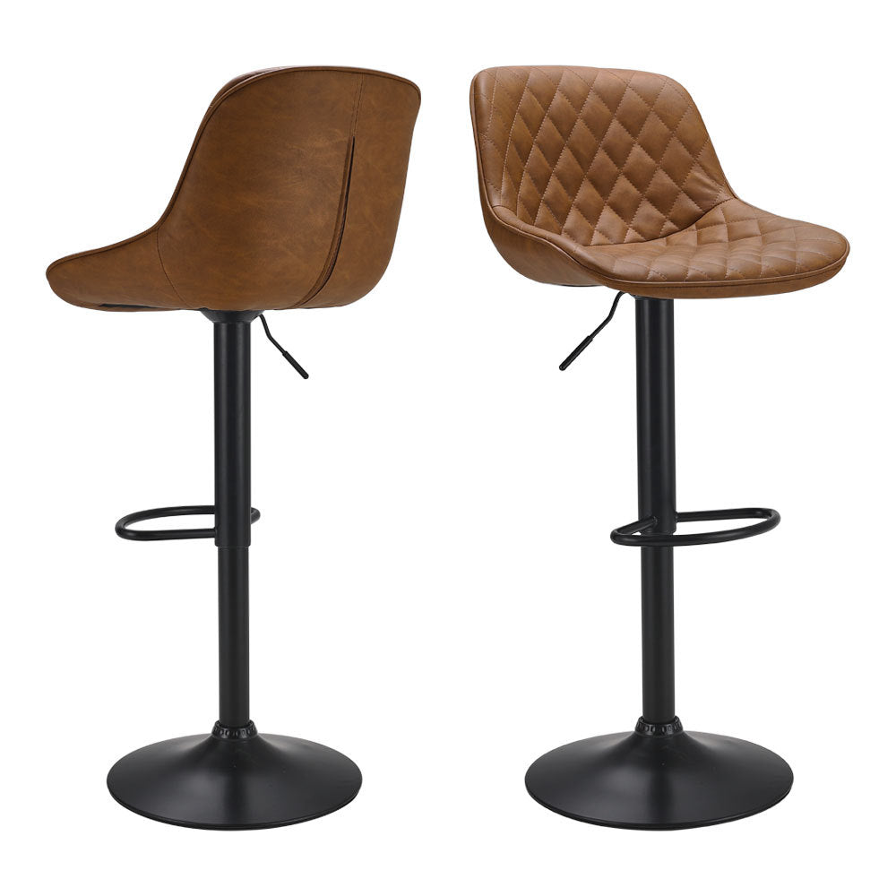 Set of 2 PU Leather Counter Swivel Height Bar Stools for Pub Dining Room