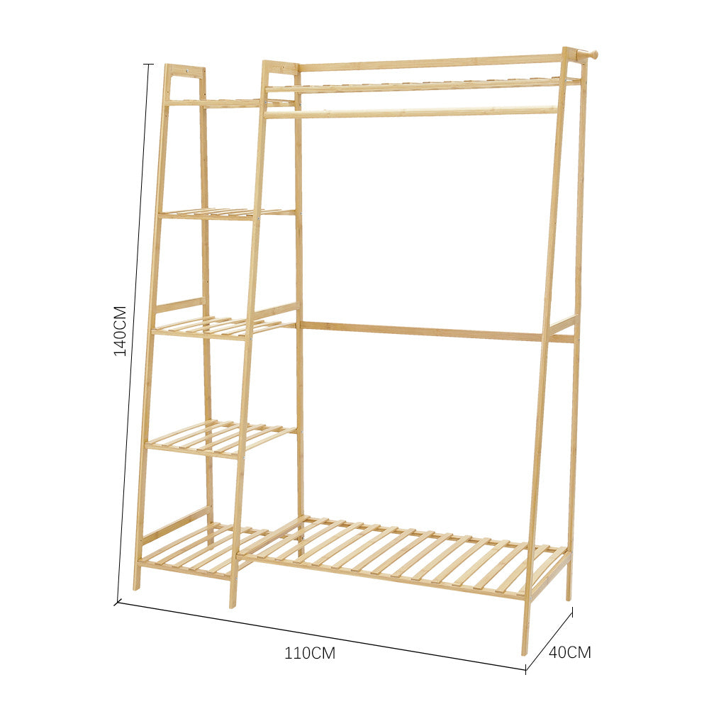 110cm Natural Bamboo Bedroom Garment Clothes Rack