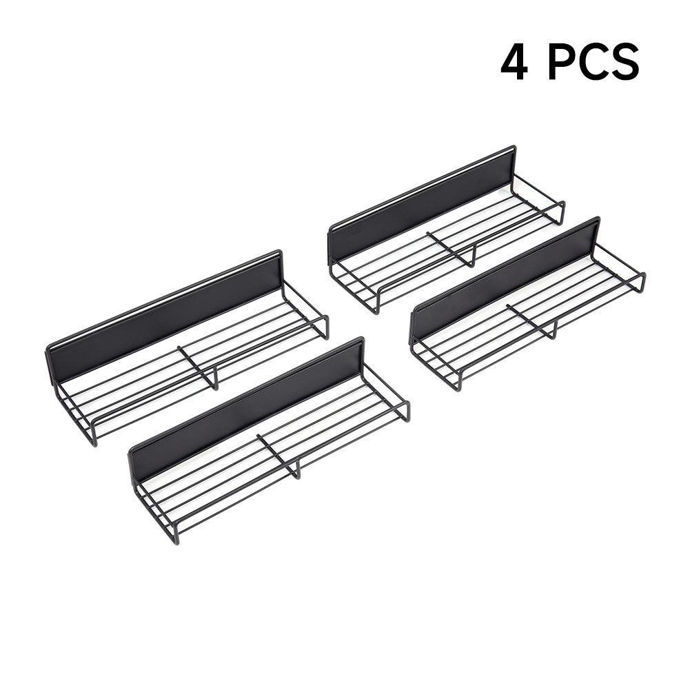 Black 4Pcs Magnetic Fridge Storage Shelf with Hooks