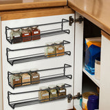 Set of 4 Wall Mount Black Metal Wire Spice Rack