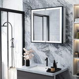 LED Light Up Double Door Bathroom Mirror Cabinet