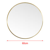 Modern Wall Mounted Slim Frame Round Mirror, Gold 60cm
