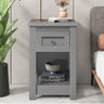 Wooden Bedside Table with Drawer Shelf Storage