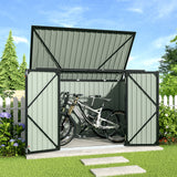 Black Outdoor Metal Garbage Storage Shed with Hinged Lid