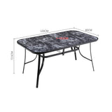Black Rectangular Garden Tempered Glass Marble Coffee Table with Four chairs