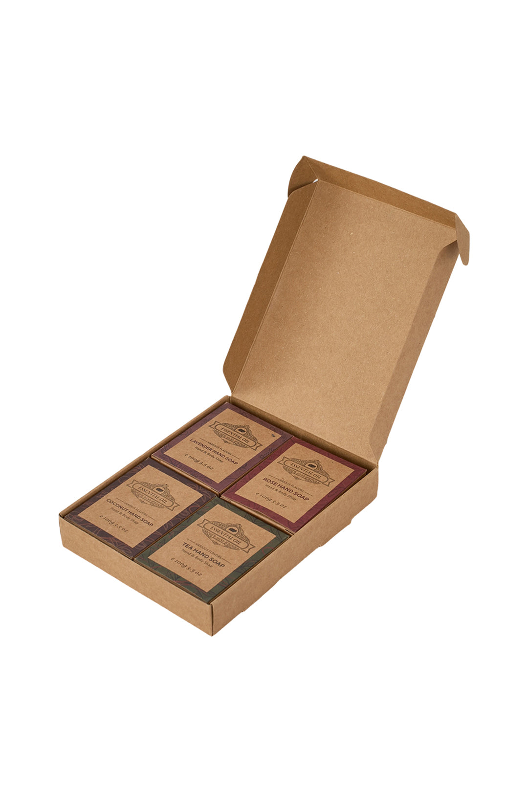 4 Pack Handmade Soap Set Rose Lavender Tea Tree Coconut Gift Box