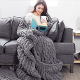 100x150CM Hand Woven Chenille Blanket for Couch and Bed,Dark Grey