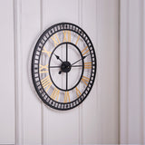 80CM Roman Numerals Metal Wall Clock, Black and Golden