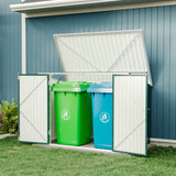 Steel Trash Can Recycle Bin Enclosure Storage Shed, Green