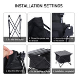 68x45CM Aluminum Portable Roll Top Camp Table with Storage Basket