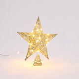 LED Light Up Christmas Tree Topper Star Xmas Ornament Home Party Decoration, Gold 25X28CM