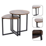 Brown Round and Triangular Nesting Side Table Set