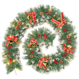 270CM Christmas 50 LED Light Up Xmas Decor Hanging Rattan, Red bowknot And Golden Bell