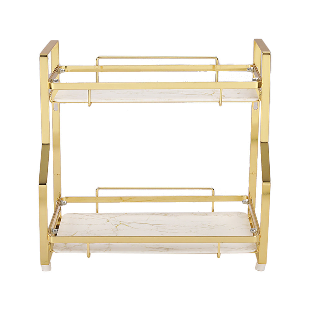 2 Tier Kitchen Bathroom Storage Organiser Rack Gold