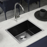Black Drop-in Kitchen Sink, Single Bowl Stainless Steel Sink, Black