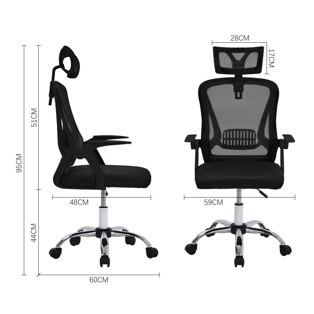 Swivel Office Chair with HeadrestBlack