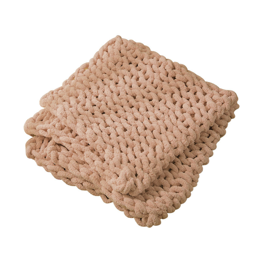 80x100CM Hand Woven Chenille Blanket for Couch and Bed,Khaki