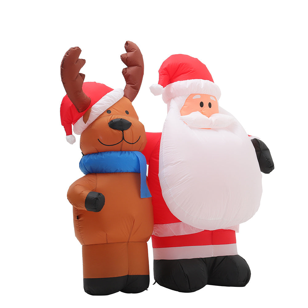 1.5M Inflatable Santa and Reindeer Light Up Yard Decoration