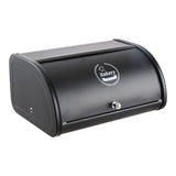 Black Metal Roll Top Bread Container for Kitchen Countertop