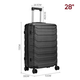Black 28 inch Rolling Hard Shell Luggage Travel Suitcase