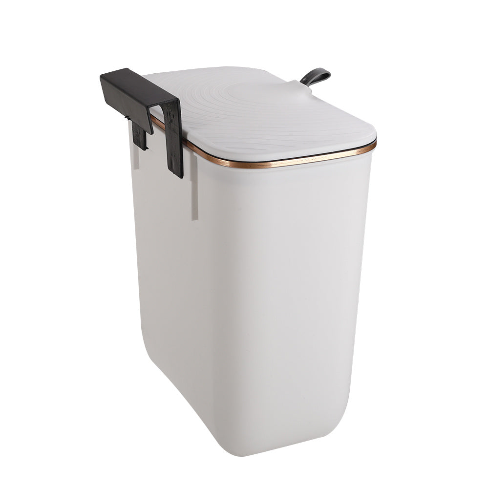 Pearl White 30cm Kitchen Bathroom Hanging Waste Bin with Lid