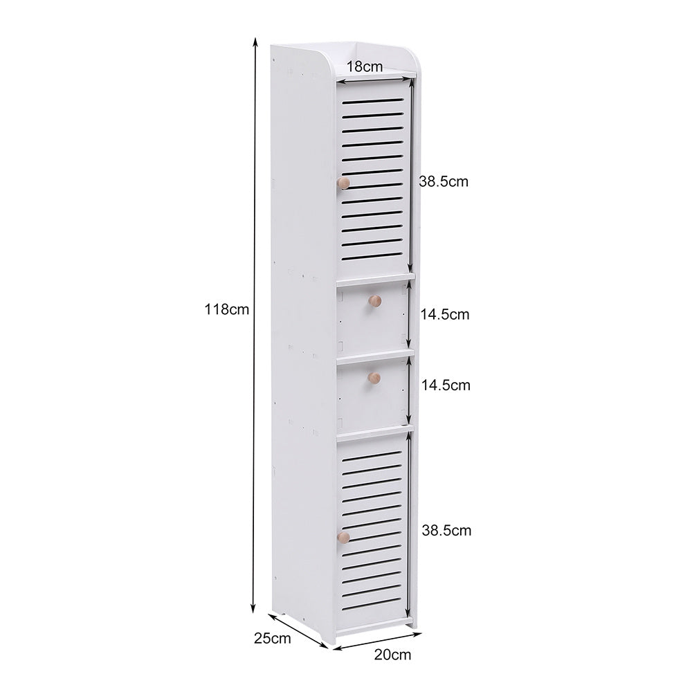 White 118cm H Freestanding Wooden Tall Bathroom Cabinet