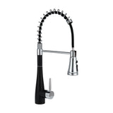 Prerinse Pull Down Swivel Kitchen Faucet,Black and Chrome