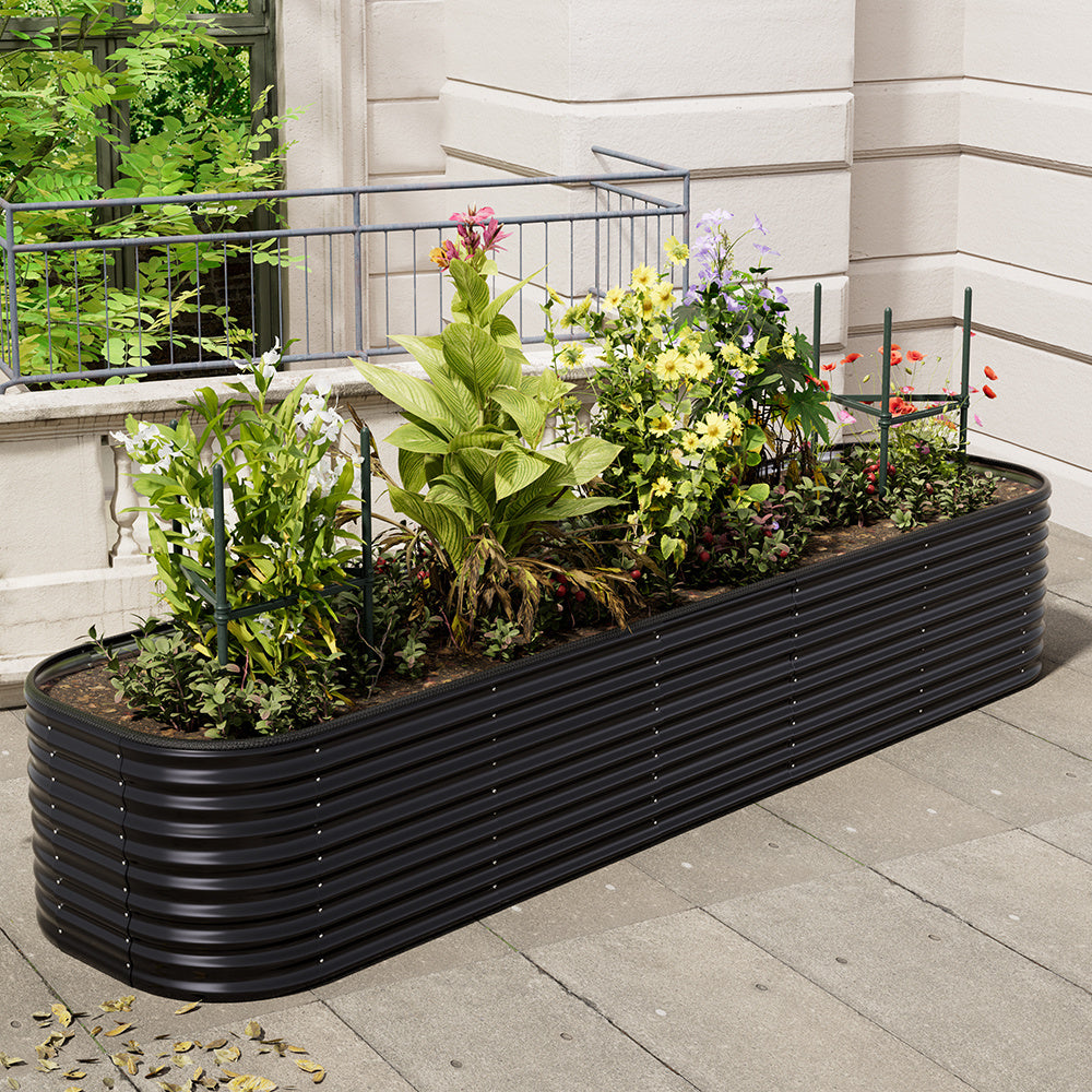 320cm Anthracite Oval Shaped Galvanized Steel Raised Garden Bed