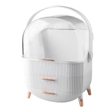 White Elegant Makeup Storage Organizer Box with Drawers and Handle