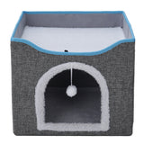 Dark Grey Foldable Multifunctional Cat Bed with Scratching Pad